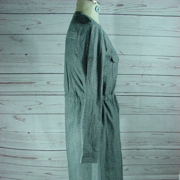 Gray Chambray Cabela's Dress Long Sleeve  Med NWT new light weight outdoor ready - Picture 11 of 16